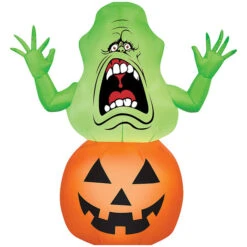 Gemmy Industiries SS71728G Blow Up Inflatable Slimer On Pumpkin Outdoor Yard Decoration