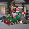 Santa's Helicopter With Spinning Propellers 9ft Airblown Christmas Yard Decoration