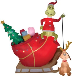 12ft Airblown Grinch Max In Sled Inflatable