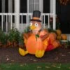 Airblown Thanksgiving Pumpkin Turkey Medium Inflatable Yard Decor