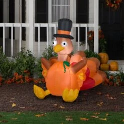 Airblown Thanksgiving Pumpkin Turkey Medium Inflatable Yard Decor