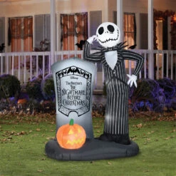 Nightmare Before Christmas - Jack Skellington Tombstone 6ft Airblown Yard Decoration