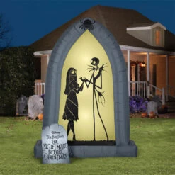 Nightmare Before Christmas - Jack And Sally Archway 7ft Airblown Yard Decoration