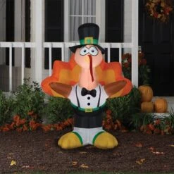 Airblown Harvest Dressed Turkey Inflatable LED Yard Decor, 5FT