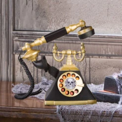 8" Tabletop Talking Telephone Lifting Spooky Handle