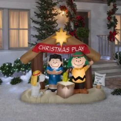 Snoopy Peanuts Nativity Scene 5.5ft Airblown Christmas Yard Decor