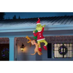 The Grinch With Max 6ft Hanging Airblown Christmas Yard Decor