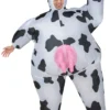 Adult Cow Inflatable Costume With Pink Udder , Black And White
